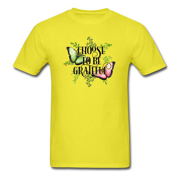 1/4S Choose To Be Grateful Butterfly PREMIUM TSHIRT - yellow