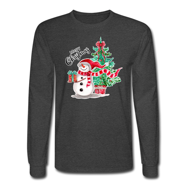 4/4S Snowman & Tree PREMIUM TSHIRT - heather black