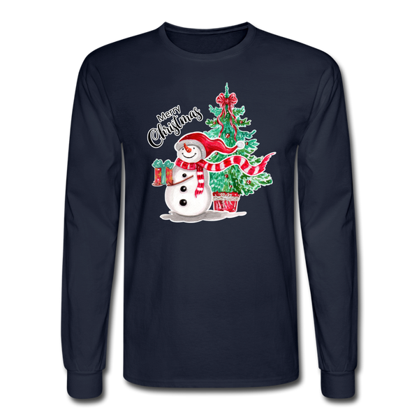 4/4S Snowman & Tree PREMIUM TSHIRT - navy