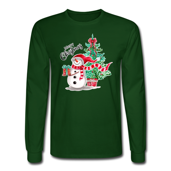 4/4S Snowman & Tree PREMIUM TSHIRT - forest green