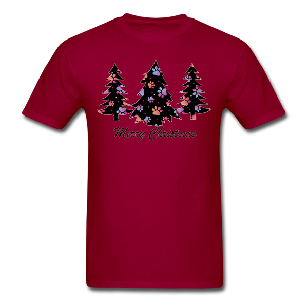 1/4S Pawprint Trees PREMIUM TSHIRT - dark red