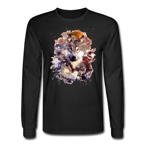 4/4S  Water Color Wolf PREMIUM TSHIRT - black