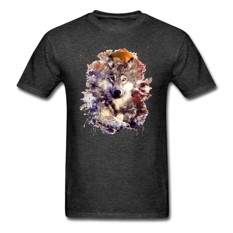 1/4S Water Color Wolf PREMIUM TSHIRT - heather black