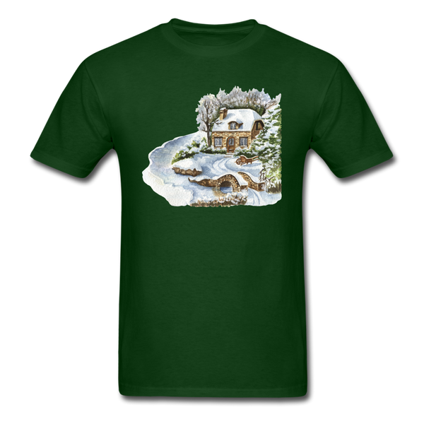 1/4S 103 Snowy Cottage PREMIUM TSHIRT - forest green