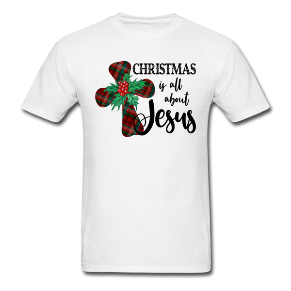 1033 1/4S Christmas Is All About Jesus PREMIUM TSHIRT - white