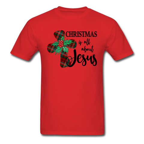 1033 1/4S Christmas Is All About Jesus PREMIUM TSHIRT - red