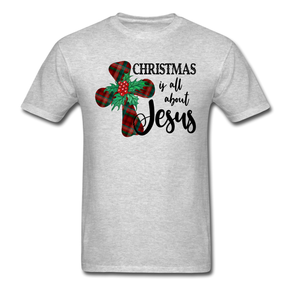 1033 1/4S Christmas Is All About Jesus PREMIUM TSHIRT - heather gray