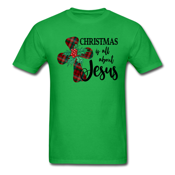 1033 1/4S Christmas Is All About Jesus PREMIUM TSHIRT - bright green