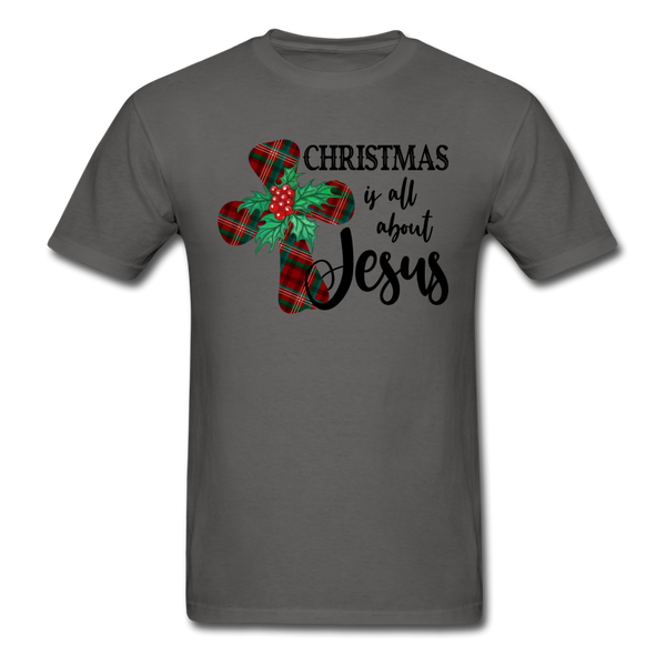 1033 1/4S Christmas Is All About Jesus PREMIUM TSHIRT - charcoal