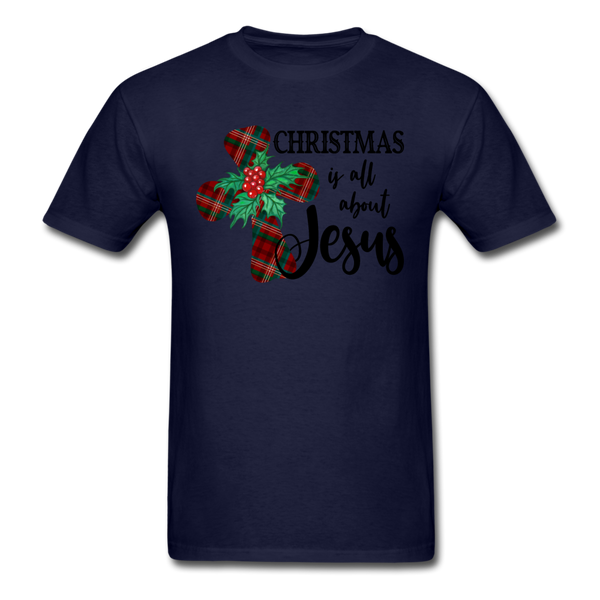 1033 1/4S Christmas Is All About Jesus PREMIUM TSHIRT - navy