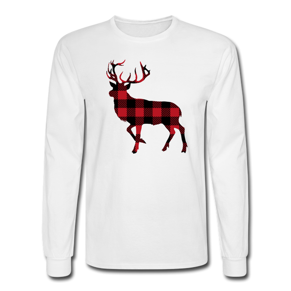 1051 4/4S Buffalo Plaid Deer PREMIUM TSHIRT - white