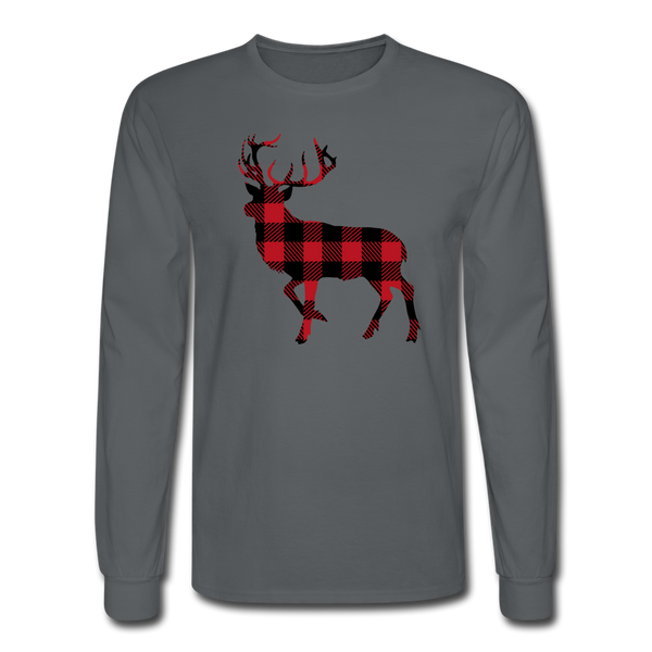 1051 4/4S Buffalo Plaid Deer PREMIUM TSHIRT - charcoal