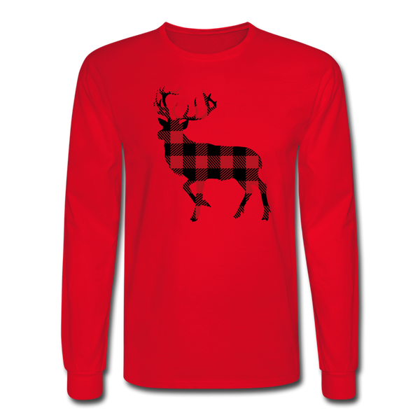 1051 4/4S Buffalo Plaid Deer PREMIUM TSHIRT - red