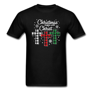 1113 1/4S Christmas Begins With Christ PREMIUM TSHIRT - black