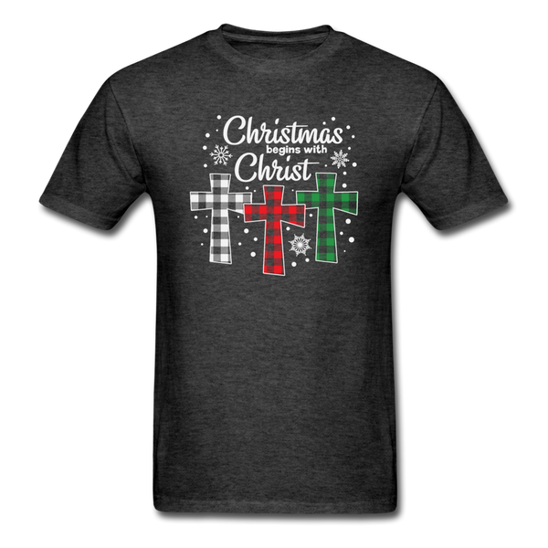 1113 1/4S Christmas Begins With Christ PREMIUM TSHIRT - heather black