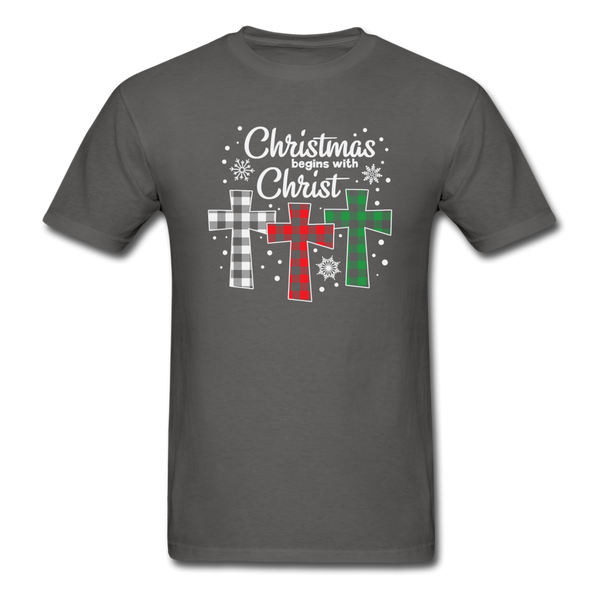 1113 1/4S Christmas Begins With Christ PREMIUM TSHIRT - charcoal