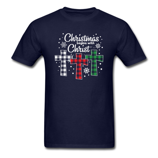 1113 1/4S Christmas Begins With Christ PREMIUM TSHIRT - navy