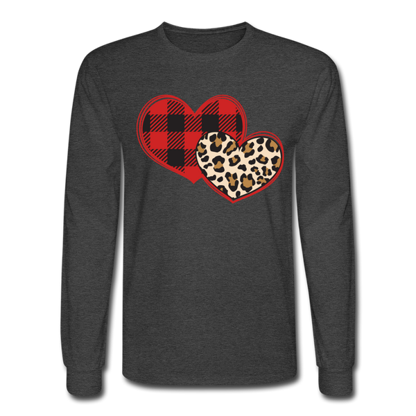 1490 4/4S Hearts Buffalo Plaid Leopard PREMIUM TSHIRT - heather black