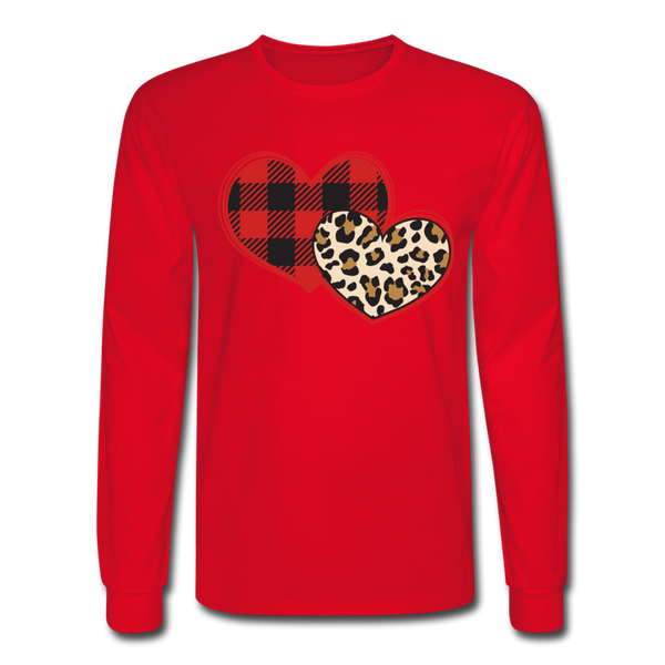 1490 4/4S Hearts Buffalo Plaid Leopard PREMIUM TSHIRT - red