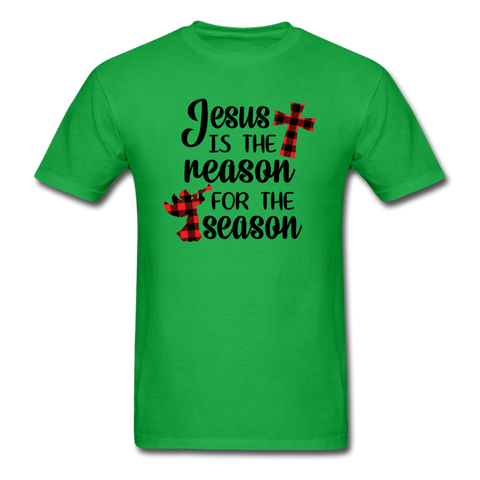 1025 1/4S Jesus Is The Reason For The Season PREMIUM TSHIRT - bright green