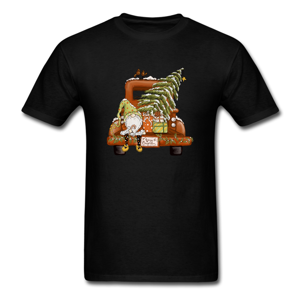 1061 1/4S Gnome & Tree In Truck PREMIUM TSHIRT - black
