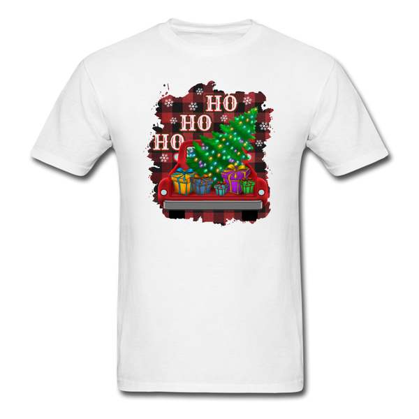 1055 1/4S HO HO HO Red Truck Tree PREMIUM TSHIRT - white