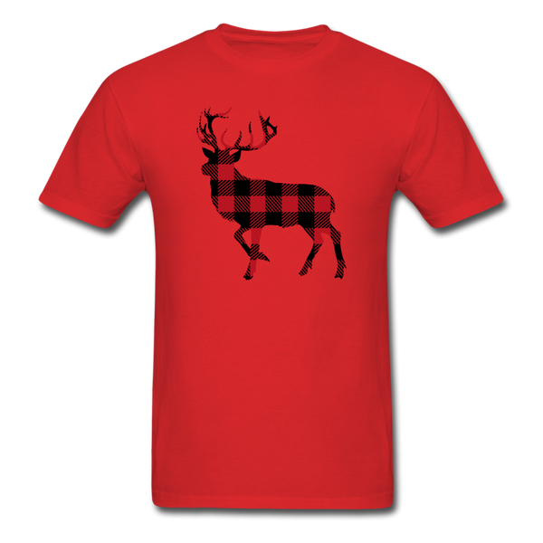 1051 1/4S Buffalo Plaid Deer PREMIUM TSHIRT - red