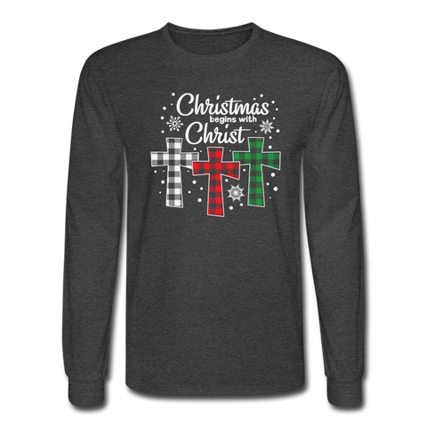 1113 4/4S Christmas Begins With Christ PREMIUM TSHIRT - heather black