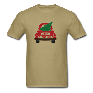 1090 1/4S Merry Christmas Red Truck PREMIUM TSHIRT - khaki