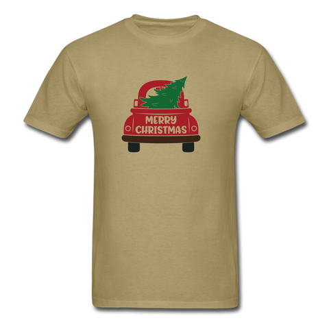 1090 1/4S Merry Christmas Red Truck PREMIUM TSHIRT - khaki