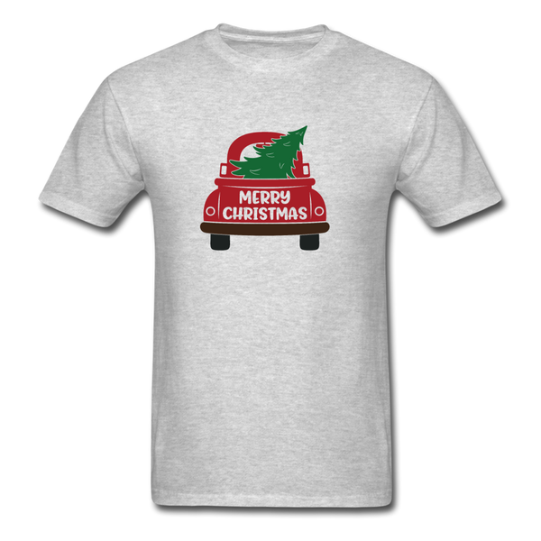 1090 1/4S Merry Christmas Red Truck PREMIUM TSHIRT - heather gray