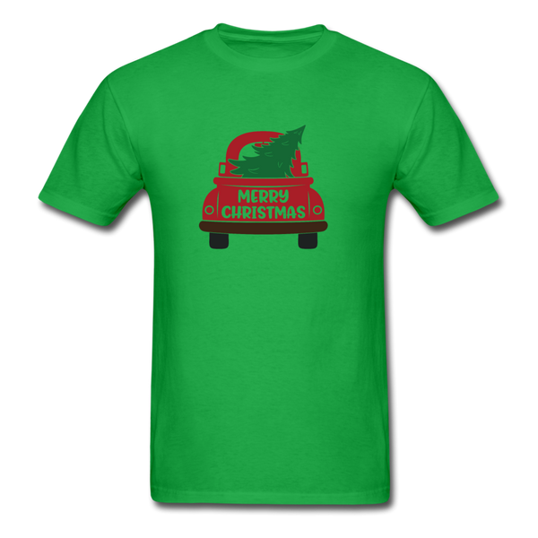 1090 1/4S Merry Christmas Red Truck PREMIUM TSHIRT - bright green