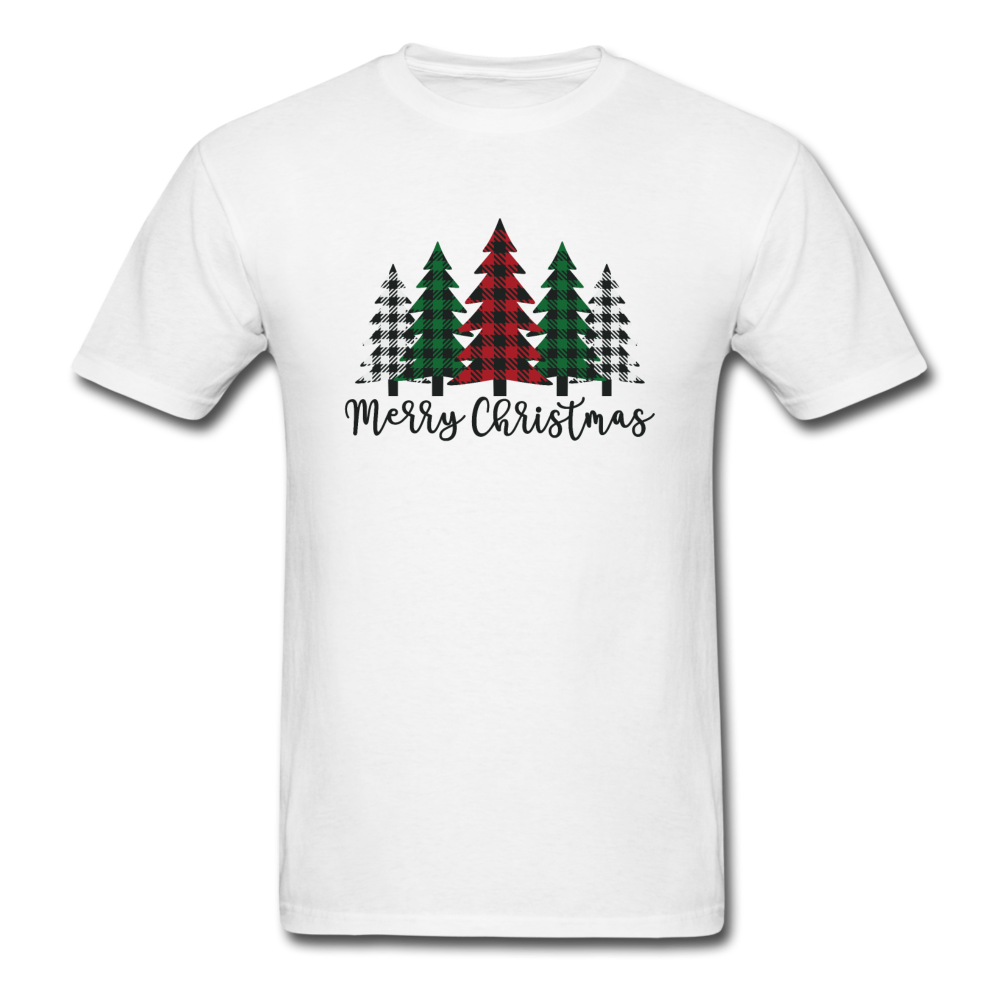 1089 1/4S Merry Christmas 5 Plaid Trees PREMIUM TSHIRT - white