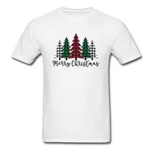 1089 1/4S Merry Christmas 5 Plaid Trees PREMIUM TSHIRT - white