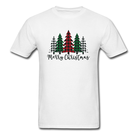 1089 1/4S Merry Christmas 5 Plaid Trees PREMIUM TSHIRT - white