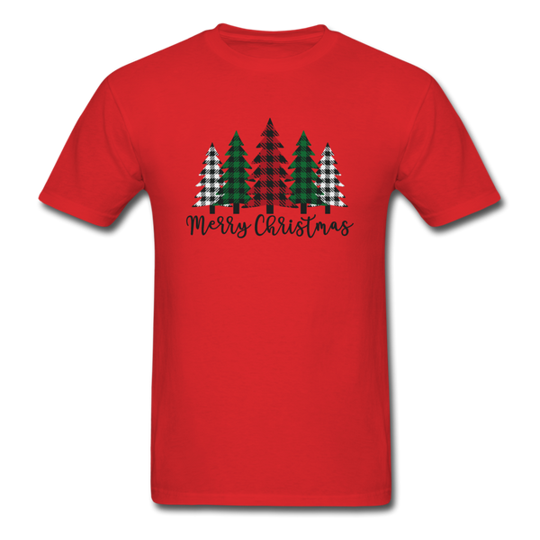 1089 1/4S Merry Christmas 5 Plaid Trees PREMIUM TSHIRT - red
