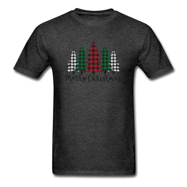 1089 1/4S Merry Christmas 5 Plaid Trees PREMIUM TSHIRT - heather black