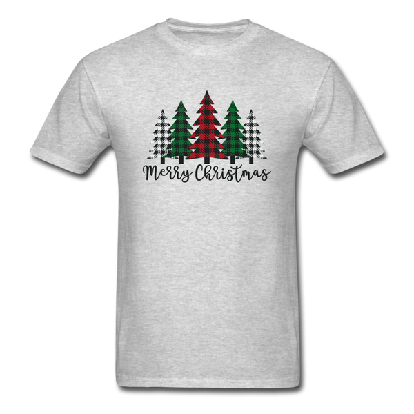 1089 1/4S Merry Christmas 5 Plaid Trees PREMIUM TSHIRT - heather gray