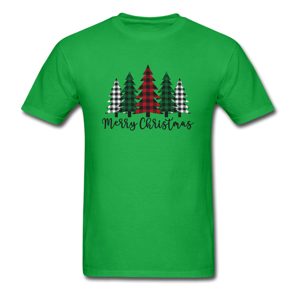 1089 1/4S Merry Christmas 5 Plaid Trees PREMIUM TSHIRT - bright green