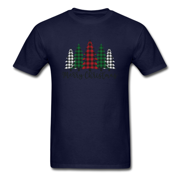 1089 1/4S Merry Christmas 5 Plaid Trees PREMIUM TSHIRT - navy