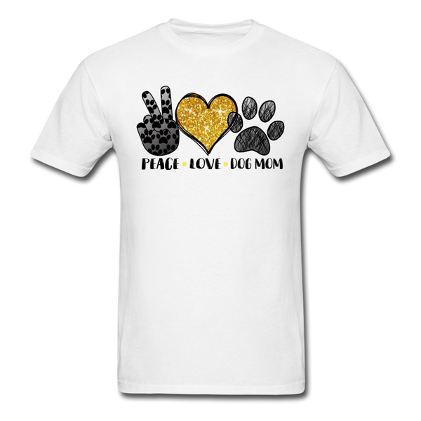 1124 1/4S Peace Love Dog Mom PREMIUM TSHIRT - white