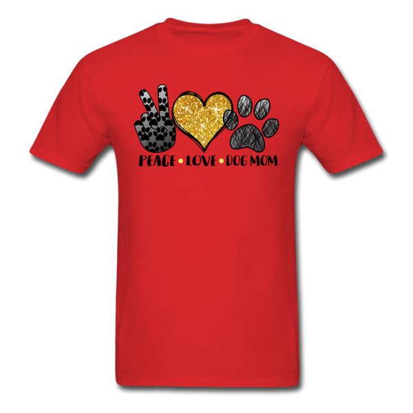 1124 1/4S Peace Love Dog Mom PREMIUM TSHIRT - red