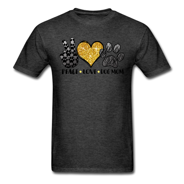 1124 1/4S Peace Love Dog Mom PREMIUM TSHIRT - heather black