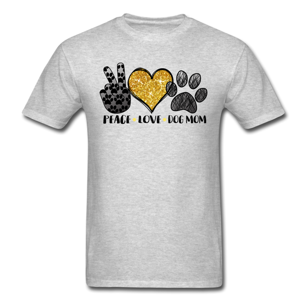 1124 1/4S Peace Love Dog Mom PREMIUM TSHIRT - heather gray