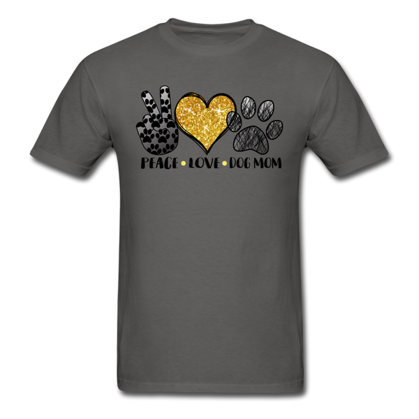 1124 1/4S Peace Love Dog Mom PREMIUM TSHIRT - charcoal