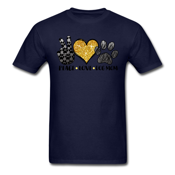 1124 1/4S Peace Love Dog Mom PREMIUM TSHIRT - navy