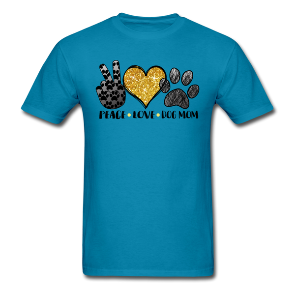 1124 1/4S Peace Love Dog Mom PREMIUM TSHIRT - turquoise