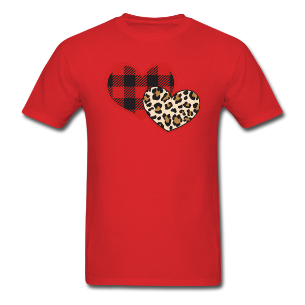 1490 1/4S Hearts Buffalo Plaid Leopard PREMIUM TSHIRT - red