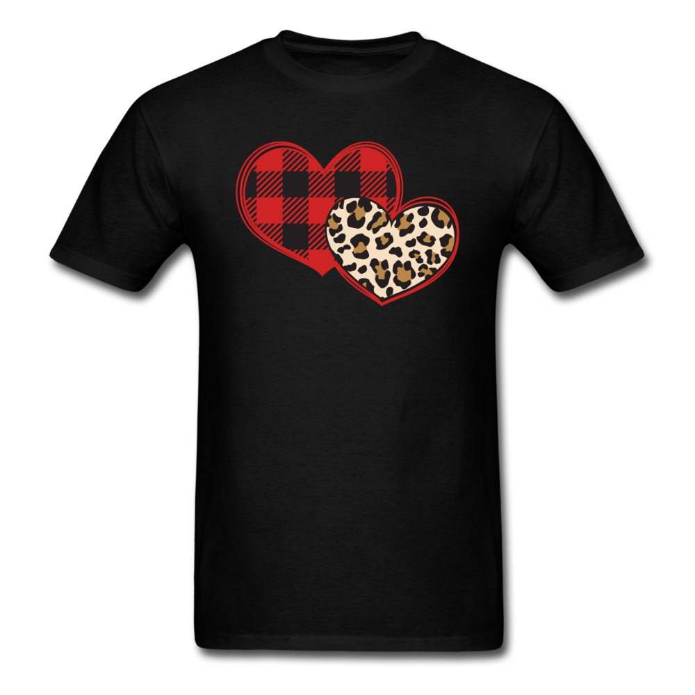 1490 1/4S Hearts Buffalo Plaid Leopard PREMIUM TSHIRT - black