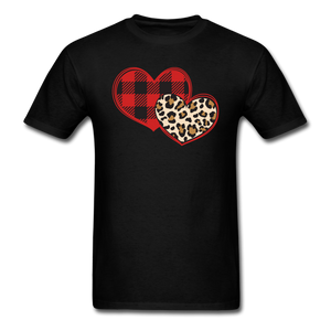 1490 1/4S Hearts Buffalo Plaid Leopard PREMIUM TSHIRT - black